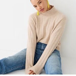 J. Crew Beige Ribbed Cowl Turtleneck Sweater